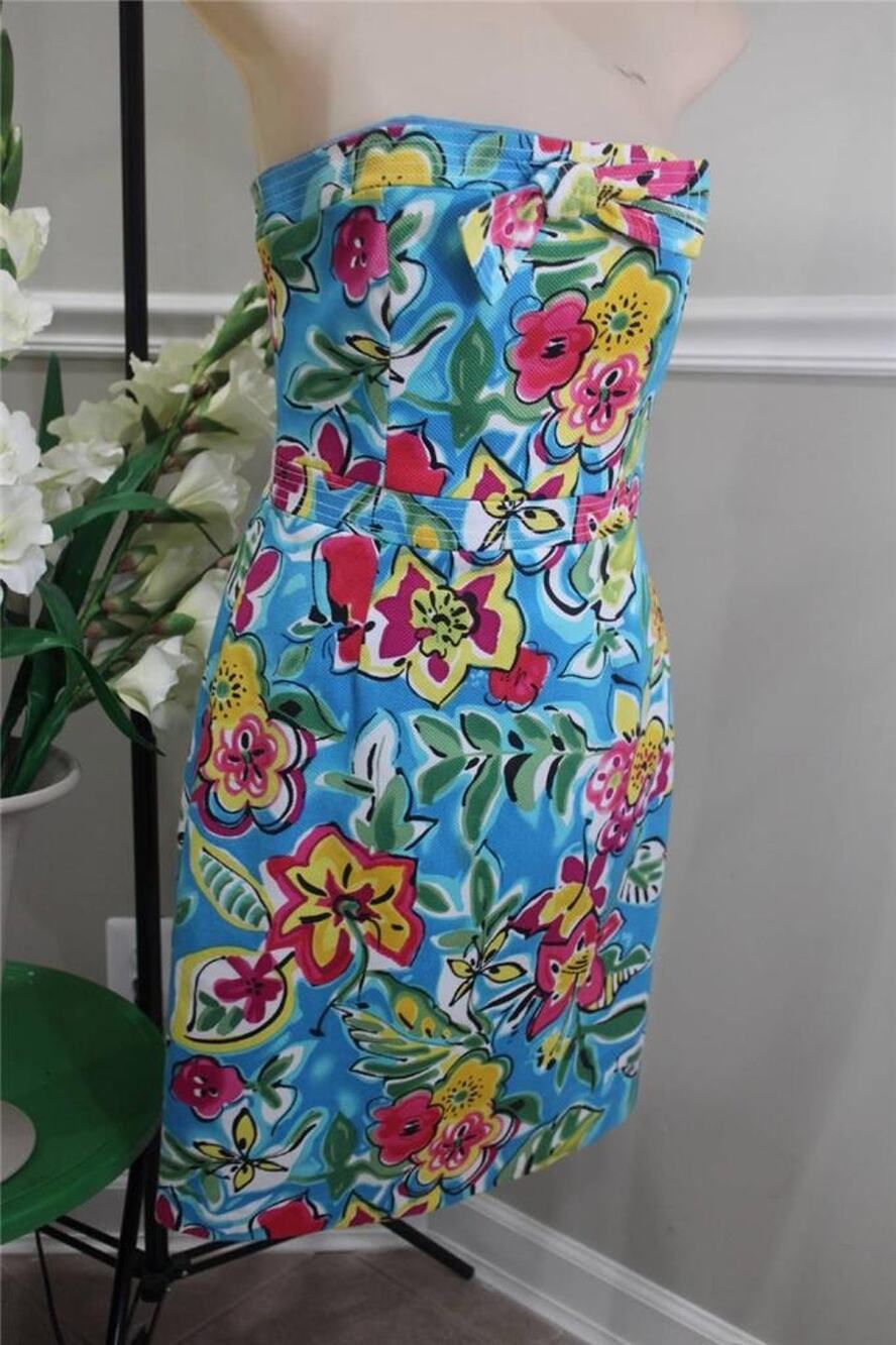DAVID MEISTER FLORAL STRAPLESS DRESS SIZE 2 (1000